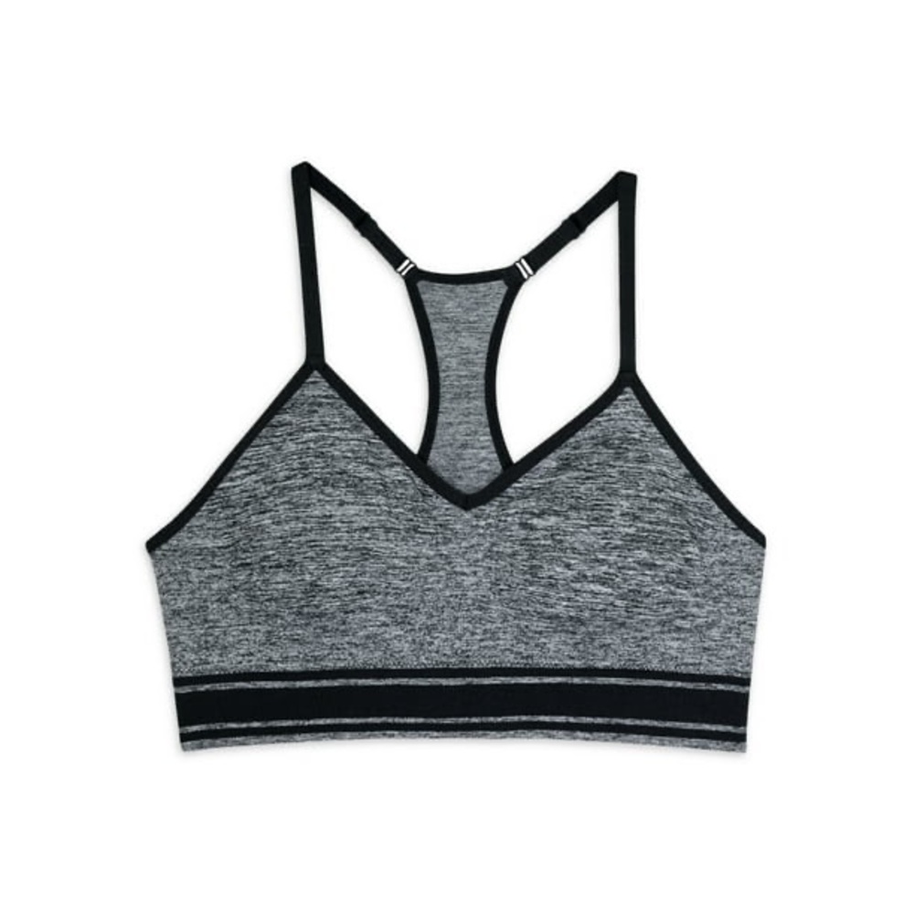 Athletic Works Girls Keyhole Seamless Sports Bra Gray and Black. Size 32